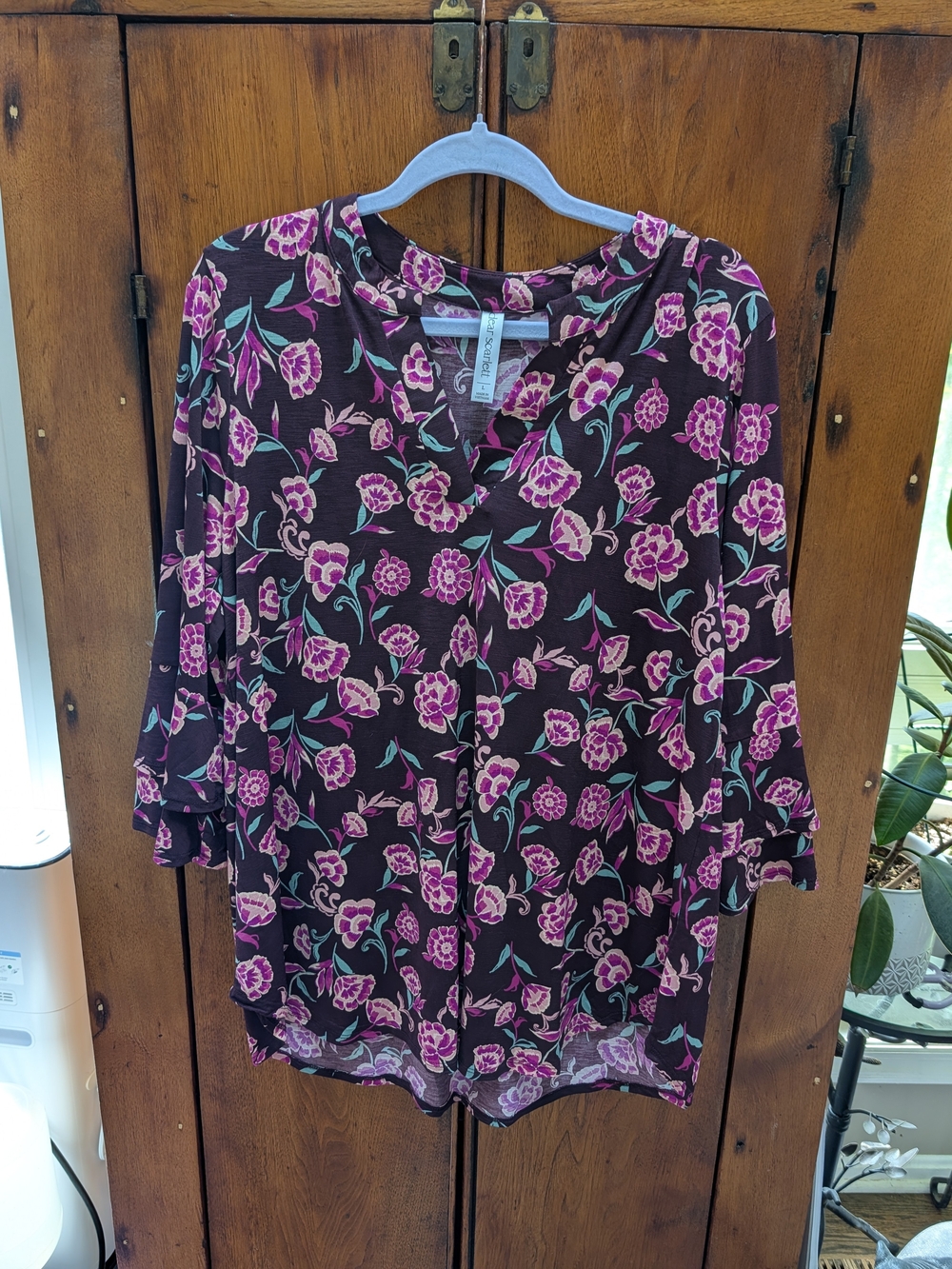 Dear Scarlett Plum With Pink Floral Lizzie Blouse